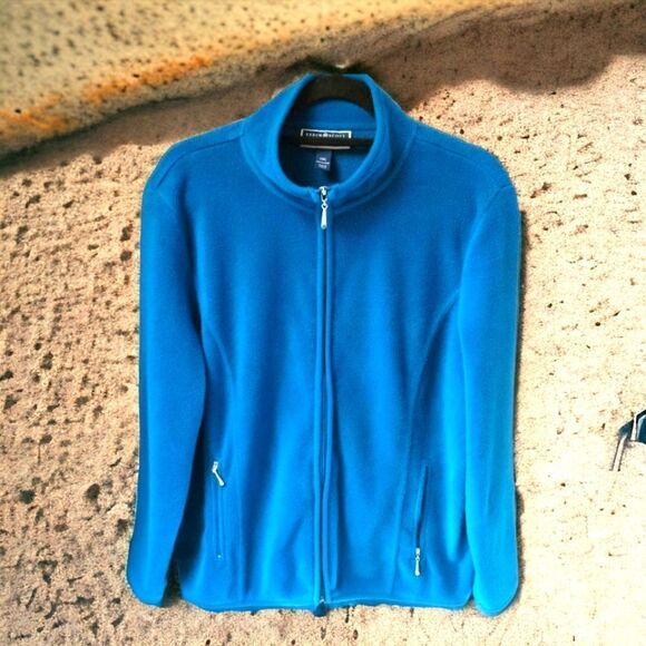 KAREN SCOTT Sport Petites Women'sβTeal Casual Fleece Zip- Up Jacket - Picture 2 of 11
